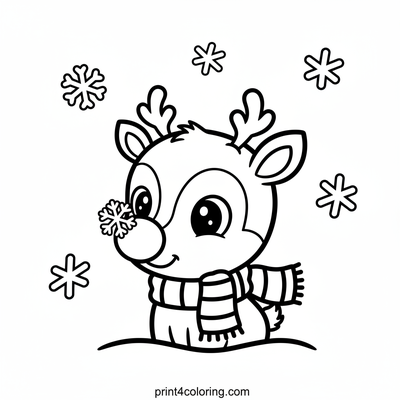 Baby Rudolph's Snowy Sniff - free printable coloring page