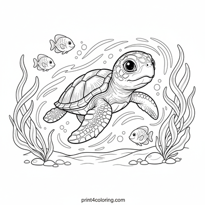 Baby Sea Turtle's First Ocean Adventure - free printable coloring page