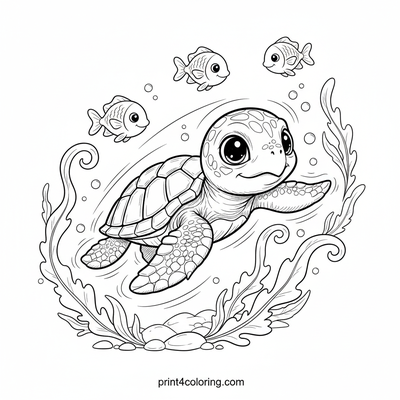 Baby Sea Turtle's First Ocean Swim - free printable coloring page