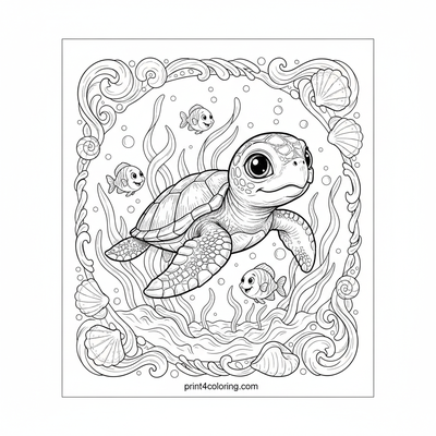 Baby Sea Turtle's First Swim: An Ocean Adventure - free printable coloring page