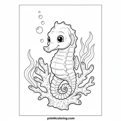Baby Seahorse's Delicate Coral Haven - free printable coloring page