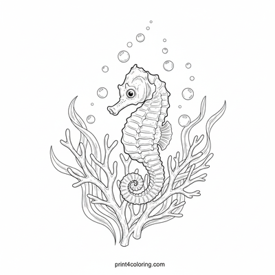 Baby Seahorse's Secret Coral Garden - free printable coloring page