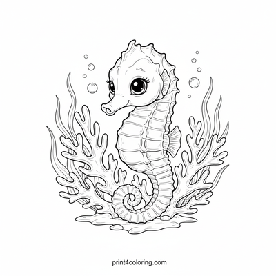 Baby Seahorse's Coral Cradle - free printable coloring page