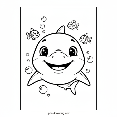 Smiling Baby Shark's Bubbly Adventure - free printable coloring page