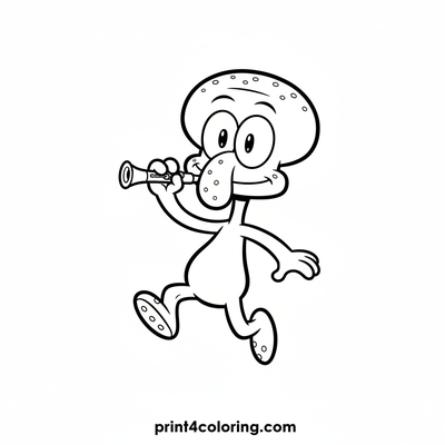 Baby Squidward's First Melody Moment - free printable coloring page