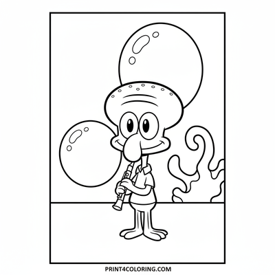 Little Squidward's Big Note - free printable coloring page