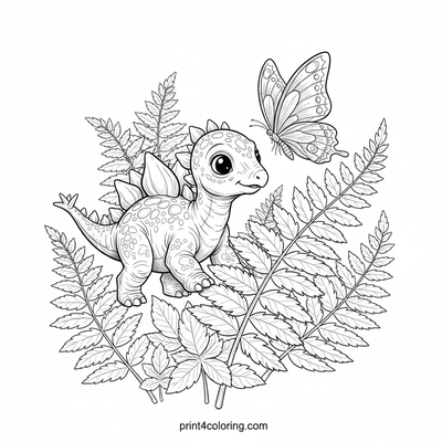 Baby Stegosaurus's Forest Discovery - free printable coloring page