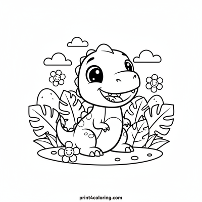 Happy Baby T-Rex in the Jungle