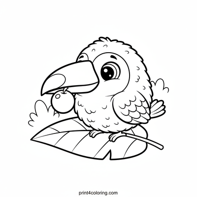Little Toucan's First Berry Feast - free printable coloring page