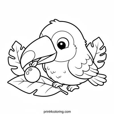 Little Toucan's First Berry Bite - free printable coloring page