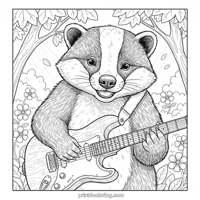 Badger's Backyard Rockout - free printable coloring page