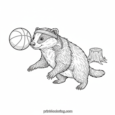 Badger's Ball Balance Bonanza - free printable coloring page