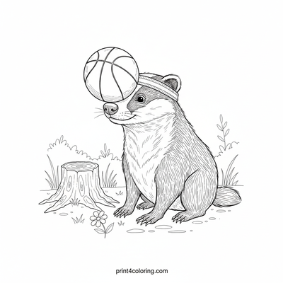 Badger's Big Ball Balance Act - free printable coloring page