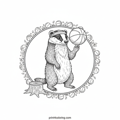 Badger's Ball Balance Act - free printable coloring page