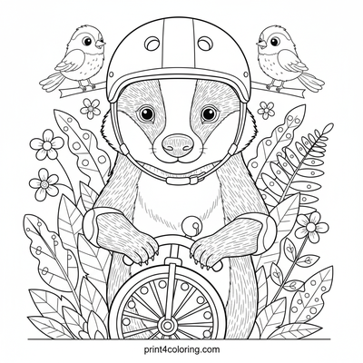 Badger's Grand Forest Unicycle Ride - free printable coloring page