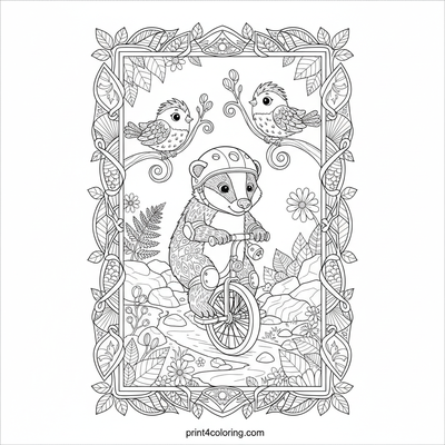 Whimsical Badger's Patterned Path Ride - free printable coloring page
