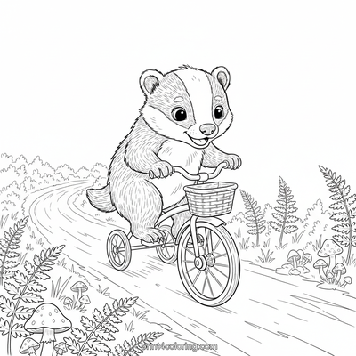 Little Badger's Forest Tricycle Adventure - free printable coloring page