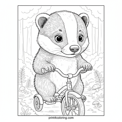 Little Badger's Forest Tricycle Adventure - free printable coloring page