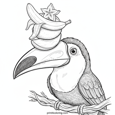 Toucan's Tropical Balancing Act - free printable coloring page