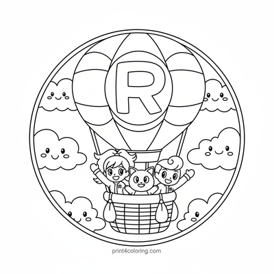 Team Rocket's Sky-High Hot Air Balloon Adventure - free printable coloring page
