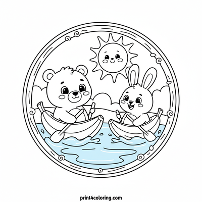 Sunny Banana Boat Fun! - free printable coloring page