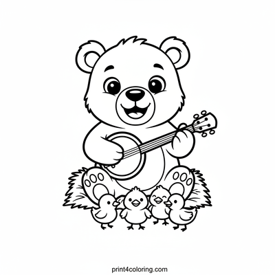 Barnyard Bear's Banjo Bash - free printable coloring page