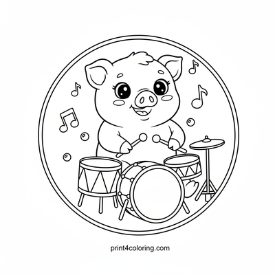 Pippin the Piglet's Barnyard Beat - free printable coloring page