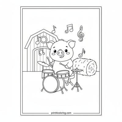 Barnyard Beat: Piglet's Drum Solo - free printable coloring page