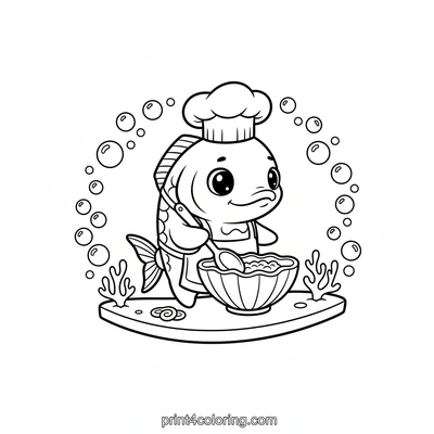 Chef Barry's Underwater Bake-Off - free printable coloring page
