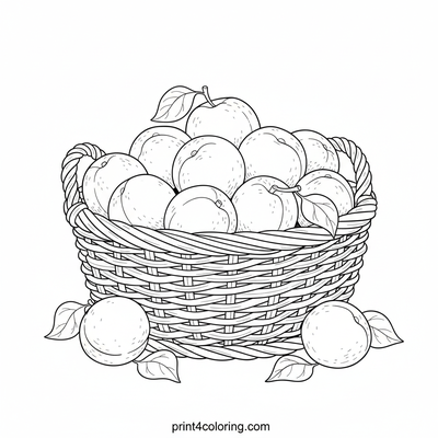 Golden Apricot Harvest Basket - free printable coloring page
