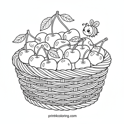 Sweet Cherry Harvest Basket - free printable coloring page
