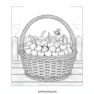 Bountiful Basket of Cherries - free printable coloring page