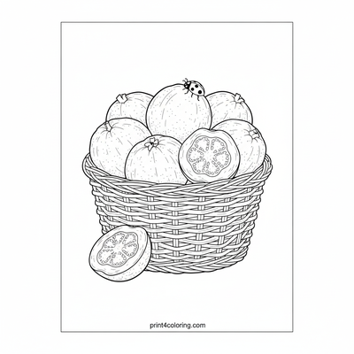 Ladybug's Sweet Guava Basket - free printable coloring page