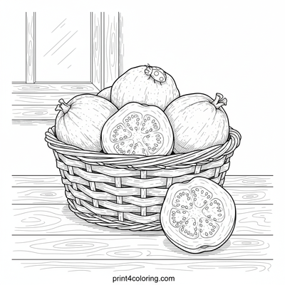 Ladybug's Guava Feast - free printable coloring page