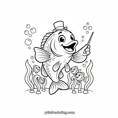 Maestro Bass's Aquatic Overture - free printable coloring page