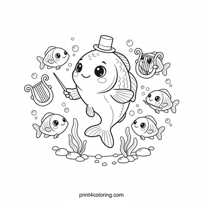Maestro Bass's Underwater Symphony - free printable coloring page