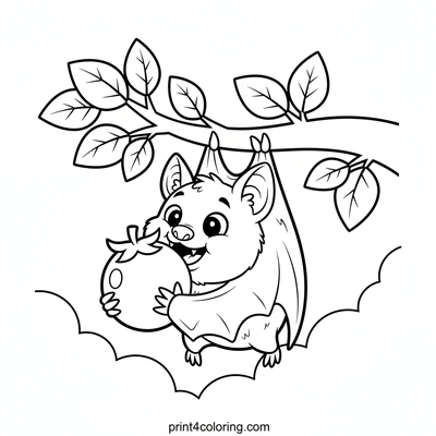 Upside-Down Berry Feast Bat - free printable coloring page