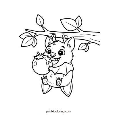 Berry Happy Bat Snack Time - free printable coloring page