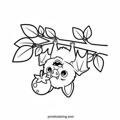 Upside-Down Berry Bat's Big Snack - free printable coloring page