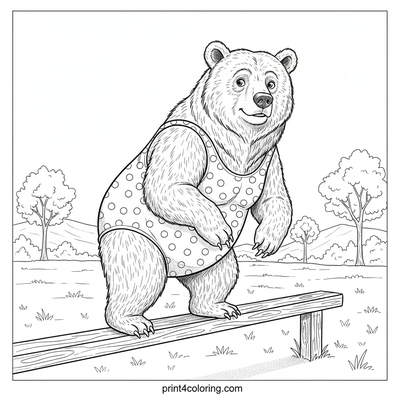 Bear's Big Balance Beam Challenge - free printable coloring page