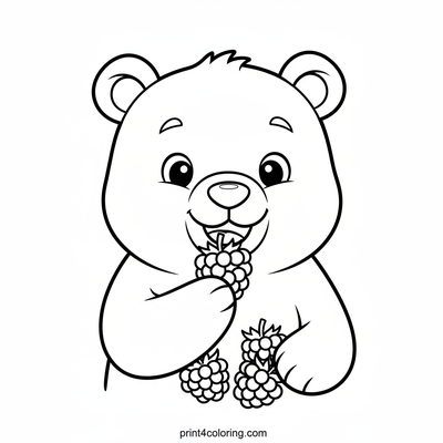 Happy Bear's Raspberry Treat - free printable coloring page