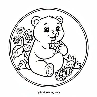 Sweet Berry Bear - free printable coloring page