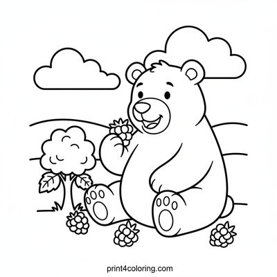 Berry Happy Bear's Sweet Treat - free printable coloring page