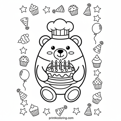Teddy Bear's Sweet Birthday Surprise - free printable coloring page