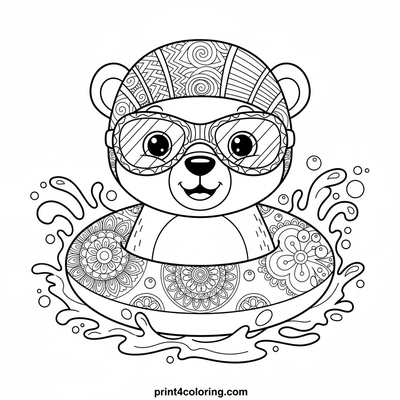 Bear's Goggles & Grins Pool Party - free printable coloring page