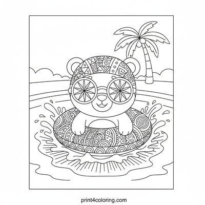 Sunny Bear's Poolside Paradise - free printable coloring page