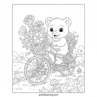 Bear Cub's Floral Express Delivery - free printable coloring page