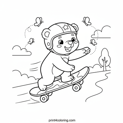Bear Cub's Skateboard Debut! - free printable coloring page