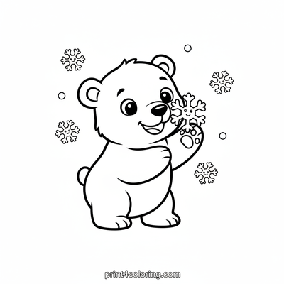 Polar Bear's First Snowflake - free printable coloring page
