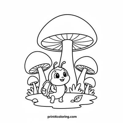 Little Beetle's Big Mushroom Quest - free printable coloring page